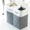 2 COMPARTMENT LAUNDRY CLOTHES WASHING STORAGE BASKET HAMPER DARK AND LIGHTS