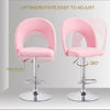 2 Pcs Bar Stools Velvet Breakfast Bar Chairs Swivel Gas Lift Kitchen Dining Room