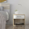Homeline Modern 1 Drawer Bedside Cabinet / White Gloss Small Bedroom Side Table