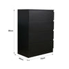 Modern Black Bedside Table Cabinet w/4 Drawers Nightstand Storage Furniture