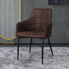 2* Brown/Grey Faux Leather/PU Dining Chairs Armchairs Padded Office Dining Room