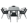 Black 150cm Glass Dining Table Outdoor Garden Patio with Parasol Hole 5FT Large
