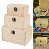 3x Plain Wooden Pirate Treasure Chest Wood Jewellery Storage Craft Box UK NEW