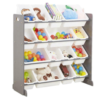 Children Kids Toy Storage Unit Playroom Shelf Organizer Rack 16 Plastic Boxes