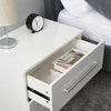 RGB LED Light White Bedside Table Cabinets Nightstand with 2 Drawers High Gloss