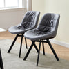 2pcs Dining Chairs Set Faux Leather Back Soft Padded Seat Metal Legs Living Room