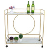 Rolling Serving Drinks Trolley Cart Glass Shelf Wine Racks 2 Tier Bar Storage