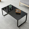 Tempered Glass Coffee Table with Metal Frame Side End Table Modern Living Room