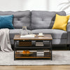 Vintage Square Coffee Table Large Shelf Storage Metal Mesh Industrial Style Room
