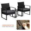 Rattan Garden Furniture Set 3 Pcs Wicker Patio Set Table Chairs W/Cushion,Black