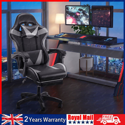 Gaming Chair For Adults Kids Racing Computer Office Swivel Adjustable Foot Rest