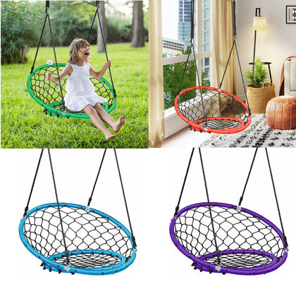 Net Hanging Swing Chair Kids Indoor Outdoor Play Equipment W/ Adjustable Ropes