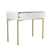 Dressing Table White Gloss with 2 Ribbed Drawers Gold Handles Legs Art Deco Styl