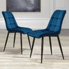 2pcs Dining Chairs Set Velvet Cushion Soft Padded Metal Legs Restaurant Chair