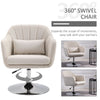 Stylish Retro Linen Swivel Tub Chair Steel Frame Cushion Wide Seat Cream