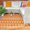 Washable Orange Geometric Rug Indoor Patio Outdoor Rugs Easy Clean Flatweave Mat