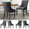 2Pcs Linen Dining Chairs High Back Dining Room Kitchen Wooden Legs Chairs