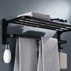60 cm Double Towel Rail Holder Wall Hanging Bathroom Storage Rack Shelf Black