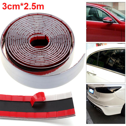 Interior & Exterior Self Adhesive Chrome Car Detail Styling Trim Strip 3cm*2.5m