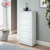 High Gloss White 5 Chest of Drawer Tall Cabinet Handle less Bedroom Furniture