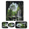 4Pcs/Set Waterfall Bathroom Shower Curtain Bath Toilet Mat Cover Carpet Rug UK