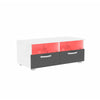 LED TV Unit Modern White & Black Stand Table Entertainment Cabinet 2 Drawer