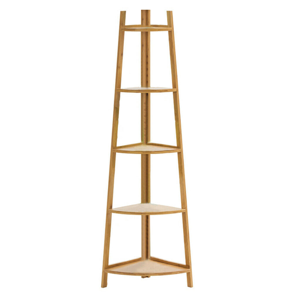 Bamboo Wooden Corner Storage Shelf Rack Ladder Shelving Unit Display Plant Stand