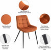 Sigtua 2pc Vintage Velvet Dining Chairs Solid Metal Leg Kitchen Soft Padded Seat