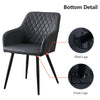 2 Pcs Dining Chairs With Armrests Velvet / PU Cushions Diamond Pattern Backrests