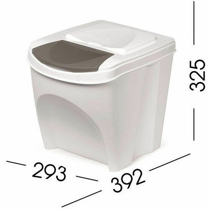 White 20 Litre Large Stackable Recycling Sorting Colour Coded Plastic Bins w Lid