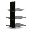 Furinno Alek Modern 3-Tier Floating Wall Shelf for Media Accessories, Black