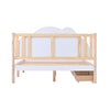 Wooden Bed Frame Storage Drawers 4ft6 Double Size Kids Bed with Cloud Headboard
