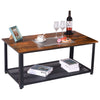40'' Coffee Table Rustic Wood Rectangular Table w/Storage Shelf for Living Room