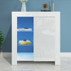 Moden Sideboard Cabinet Storage Cupboard High Gloss Door Glass Shelf LED Light