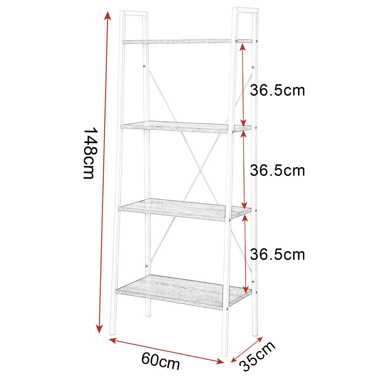 4-Tier Storage Rack Bookcase Display Plants Stand Shelf Metal Frame Ladder Shelf