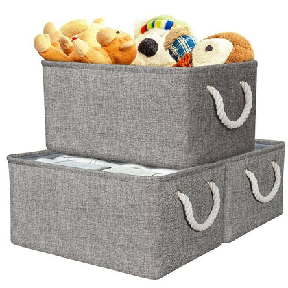3 Pcs Large Fabric Storage Basket with Handles Storage Cube Boxes Home Organizer
