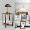 Chinese Style Side Table Vintage Bedside Cabinet Rustic Phone Plant Stand Shelf