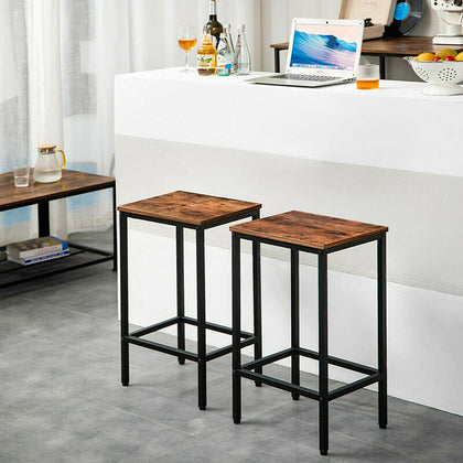 Set of 2 Industrial Bar Stools Chairs Kitchen Breakfast Bar Stools with Footrest