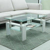 Rectangle Glass Coffee Table With Stroage Modern Living Room Furniture Chrome