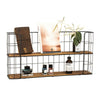 2 Tier Wall Mounted Metal Wire Wood Shelf Floating Shelves Kitchen Storage Rack