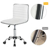 White Office Chair Computer Armless Desk Chair Swivel Task Chair PU Leather
