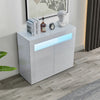 White LED Sideboard Cabinet High Gloss Cupboard Storage Furniture 2 Doors
