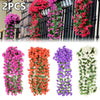 Artificial Fake Violet Orchid Flower Hanging Wall Rattan Basket Decor Outdoor ER