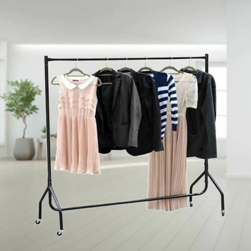 6 ft Rolling Clothes Rail Rack Garment Dress Hanging Stand Storage Hanger Shelf