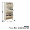 BERGEN THREE TIER SHOE CABINET SHELF RACK SHOE ORGANIZER HOLDER STORAGE