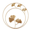 Metal Ginkgo Leaf Wrought Iron Hanging Ornament Gold Round Home Wall Decoration