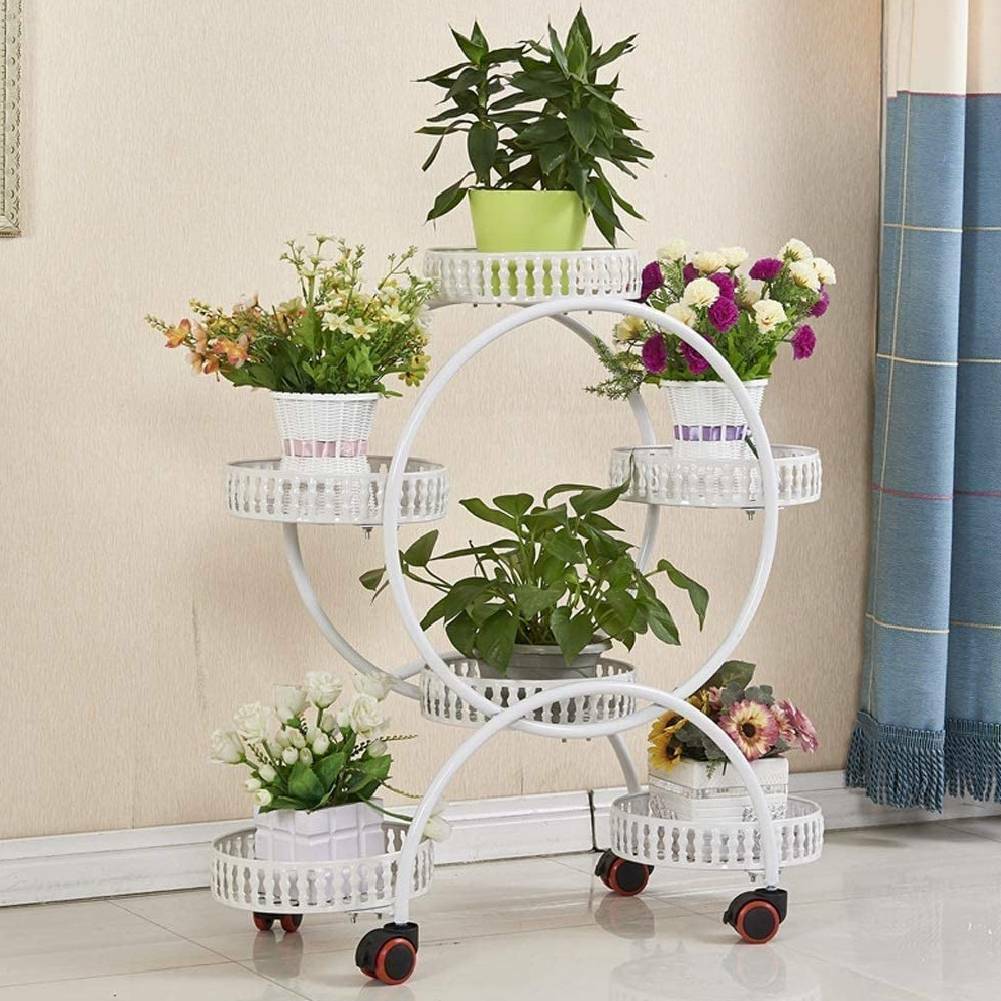 6 Holder Metal Flower Pot Plant Stand Rack Display Shelf Indoor Outdoor Garden