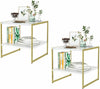End Table 2 Tiers Side Table Square Nightstand Living Room Table 50x50x50cm