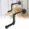 2PCS Industrial Pipe Clothing Rack Wall mounted Clothes Rail Hanging Display