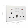 Double Wall Plug Socket 2 Gang 13A w/ USB Charger Port Outlets Black/White Plate